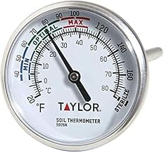 Taylor Soil Testing Thermometer, Gardening Tool for Plant Care, Gardening, Lawn, Farm, Outdoor Use, 4" Inch Stem