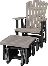American Furniture Classics Model 515-601LGB Fan Back Glider and Ottoman Glider in Light Gray with a Black Base, Made in the USA