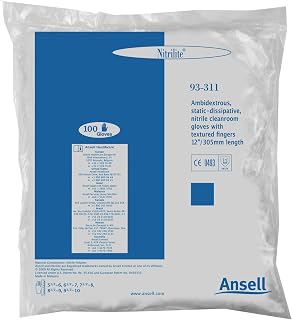 Ansell Nitrilite 93-311 Clean Room (Single Use) Gloves Size S, White (Pack of 1000)