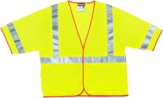 MCR Safety CL3MLX2 Class 3 Polyester Mesh Safety Vest with 3M Scotchlite 2-Inch Silver Reflective Stripe, Fluorescent Lime, 2X-Large