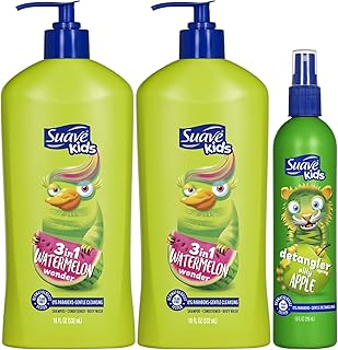 Suave Kids 3-in-1 Watermelon Wonder 2-Pack + Silly Apple Detangler Spray