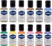 AmeriColor 12 Color SHEEN - PEARLESCENT Airbrush Color Kit 7.8 oz. Ounce (0.65 Oz each bottle)