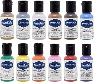 AmeriColor 12 Color SHEEN - PEARLESCENT Airbrush Color Kit 7.8 oz. Ounce (0.65 Oz each bottle)