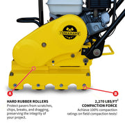 5.5 HP Honda Paver Roller Compactor 17x12 for Pavers by Tomahawk Power – Metal, Yellow, Model TPRC76H