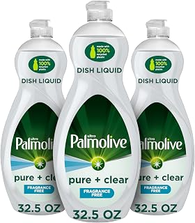 Palmolive Ultra Dishwashing Liquid Dish Soap, Pure + Clear Fragrance Free - 32.5 Fluid Ounce (Packaging may vary) (Pack of 3)