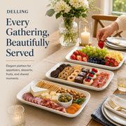Delling Rectangular Serving Platter, 16 Inch Ceramic, Set of 3 White