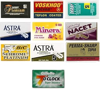 50 BEST Double Edge Blade Sampler FEATHER ASTRA NACET BIC SHARK