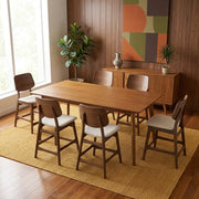 Solid Wood Fabric-Upholstered Counter Chairs Set of by Starlight Canyon Home – Solid + Manufactured Wood, Foam, Fabric (Polyester), Beige, Pack of 6