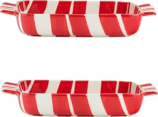 10 Strawberry Street Peppermint Twist Bakeware, Set of 2 (Peppermint Red, 12" x 8" Rectangle)