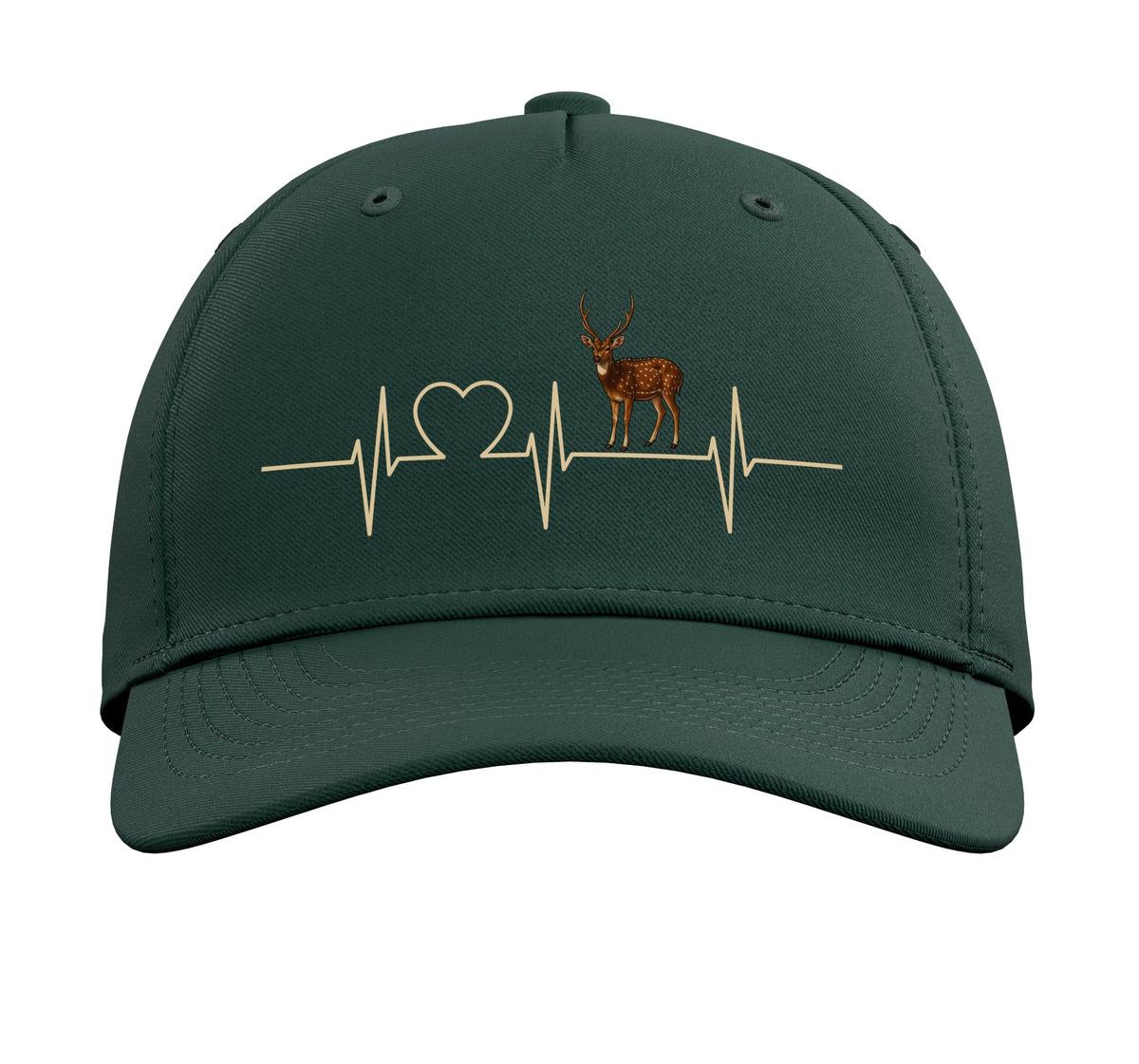 Chital Axis Deer Heartbeat Axis Deer Adjustable Printed Baseball Hat by Chital Axis Deer Lovers Shop – Cotton, Dark Green