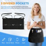 Server Aprons with 3 Pockets by LOHYILYE – 23.6"L x 12.6"W, Polyester, Black 1 Pack, Model Server Apron Classic