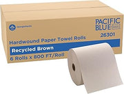 Pacific Blue Basic by Georgia-Pacific PRO Recycled Hardwound Paper Towel Rolls, Brown, 800 Feet Per Roll, 6 Rolls Per Case, 26301