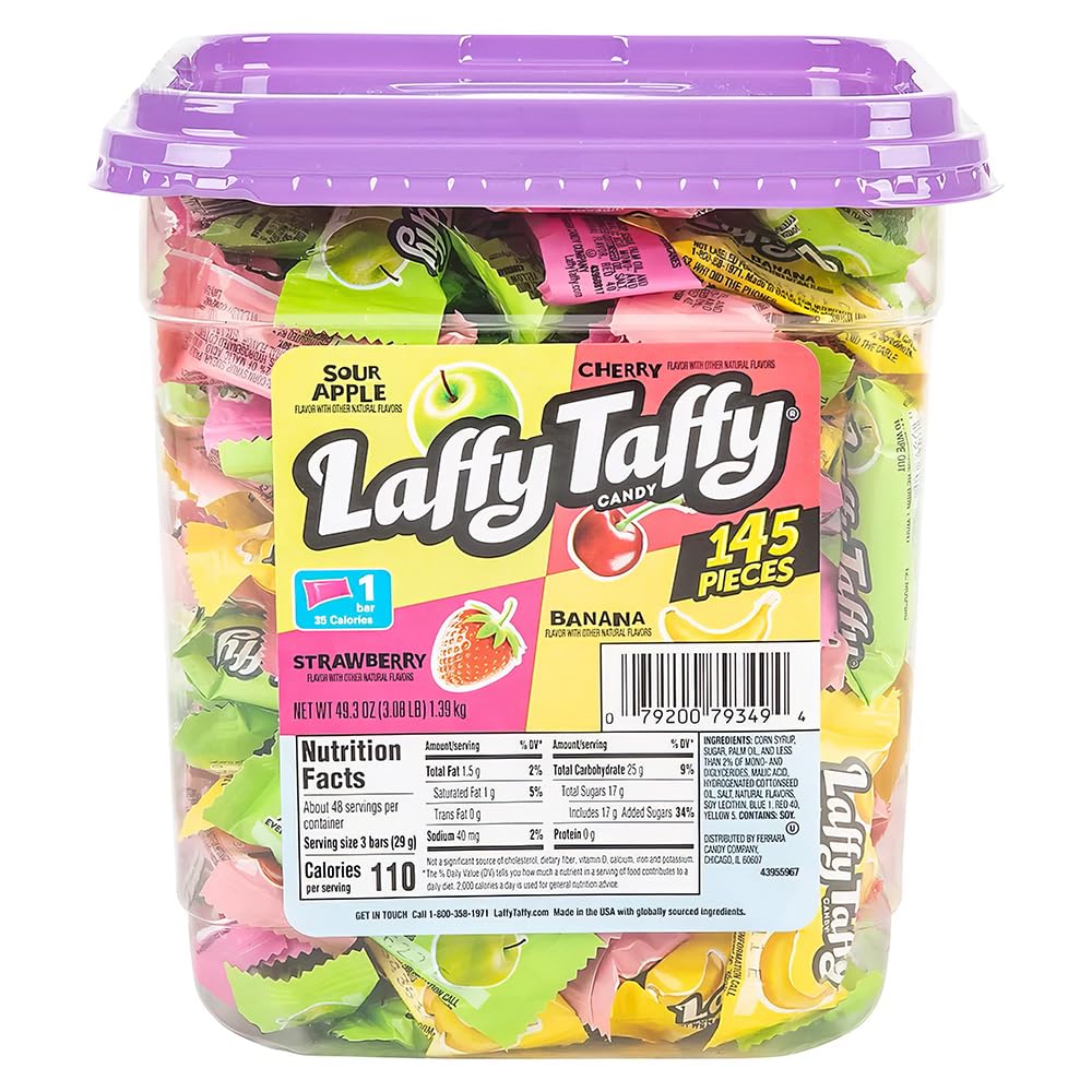 Assorted Candy Jar by Laffy Taffy – 145 Count (Pack of 1), CLEAR, Model 028000993801