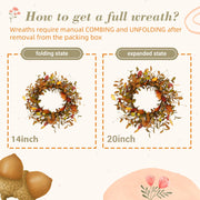 YNYLCHMX Fall Wreath, 20 Inch Diameter, Pumpkin