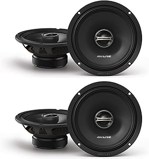 Alpine EL-E65-G 6.5-Inch 2-Way Coaxial Speakers with Grille Bundle, 4 Speakers