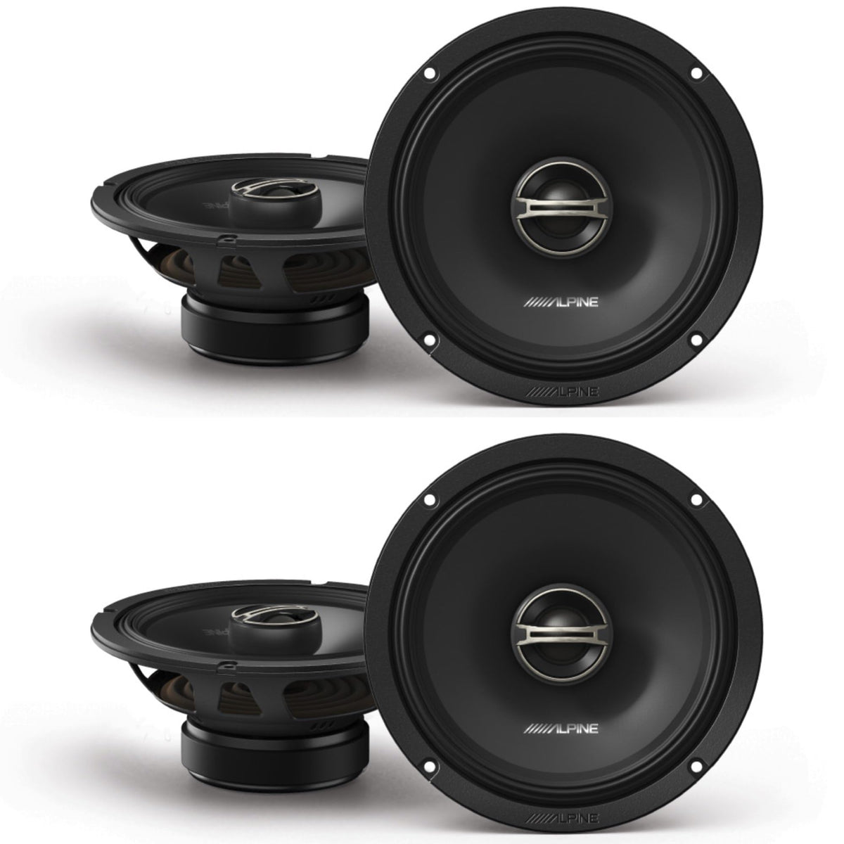 EL-E65-G 6.5-Inch 2-Way Coaxial Speakers with Grille Bundle by Alpine – Plastic, Model AL-EL-E65-G+EL-E65-G