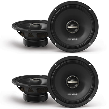 EL-E65-G 6.5-Inch 2-Way Coaxial Speakers with Grille Bundle by Alpine – Plastic, Model AL-EL-E65-G+EL-E65-G