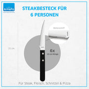Amefa knife set / Steakbesteck Set für 6 Personen, schwarz / Silver, Black Steak Sets