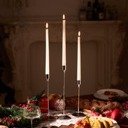 Pickood Taper Candle Holder Set, 9 to 13 Inch Heights, Chrome Silver