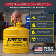 Justrite Yellow / 5 Gallon / Type I Cans