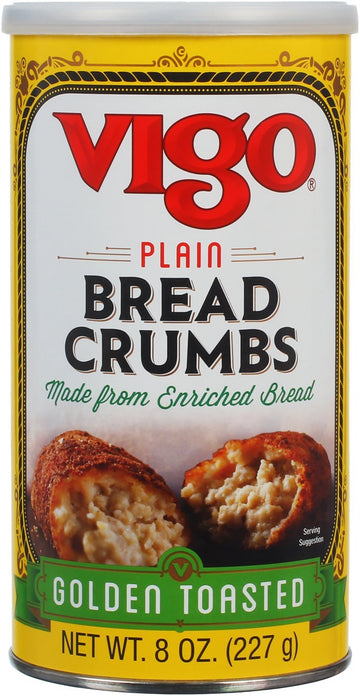Golden Toasted Plain Bread Crumbs by Vigo – 8 Ounce (Pack of 12), Pack of 12