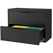 36" W Premium Lateral File Cabinet by Global Industrial – 36 inches (W) x 28 inches (H) x 18 inches (D), Alloy Steel, Black, Model LF-36-2D-BLACK