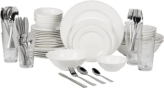10 Strawberry Street Nova White Round 62-Piece Dinnerware Set, Service for 6