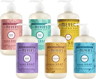 Mrs. MEYER'S Clean Day Liquid Hand Soap Variety Pack 12.5 Fl Oz Each, 1 CT (Rose + Lilac + Mint + Daisy + Dewdrop + Honeycomb)