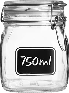 Bormioli Rocco Fido Airtight Vase with Chalkboard Label, Glass, L 1, Small