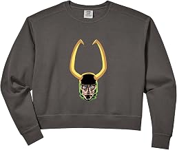 Women's Marvel Comics Loki Horned Helmet Portrait Comfort Colors Crop Sweatshirt