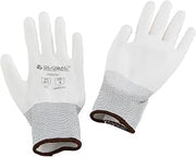 Global Industrial Flat Polyurethane Coated Gloves, Large, White, Lot of 12