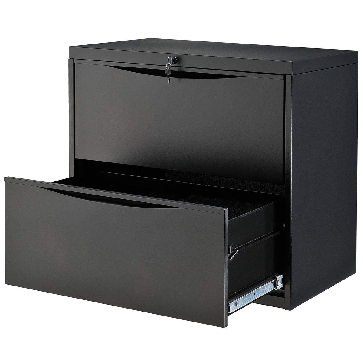 36" W Premium Lateral File Cabinet by Global Industrial – 36 inches (W) x 28 inches (H) x 18 inches (D), Alloy Steel, Black, Model LF-36-2D-BLACK