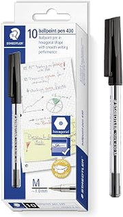 STAEDTLER 430M Stick Ballpoint Pens Writing Pen Smooth - Medium Nib - Bulk Economy School Class Pack of 100 Pens - Black Ink
