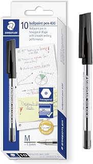 STAEDTLER 430M Stick Ballpoint Pens Writing Pen Smooth - Medium Nib - Bulk Economy School Class Pack of 100 Pens - Black Ink