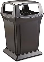 Ranger Outdoor Trash Can with Lid 45-Gallon Plastic Black Indoor/Outdoor Garbage Can for Parks/Shopping Malls/Festivals/Stadiums by Rubbermaid Commercial Products – Model