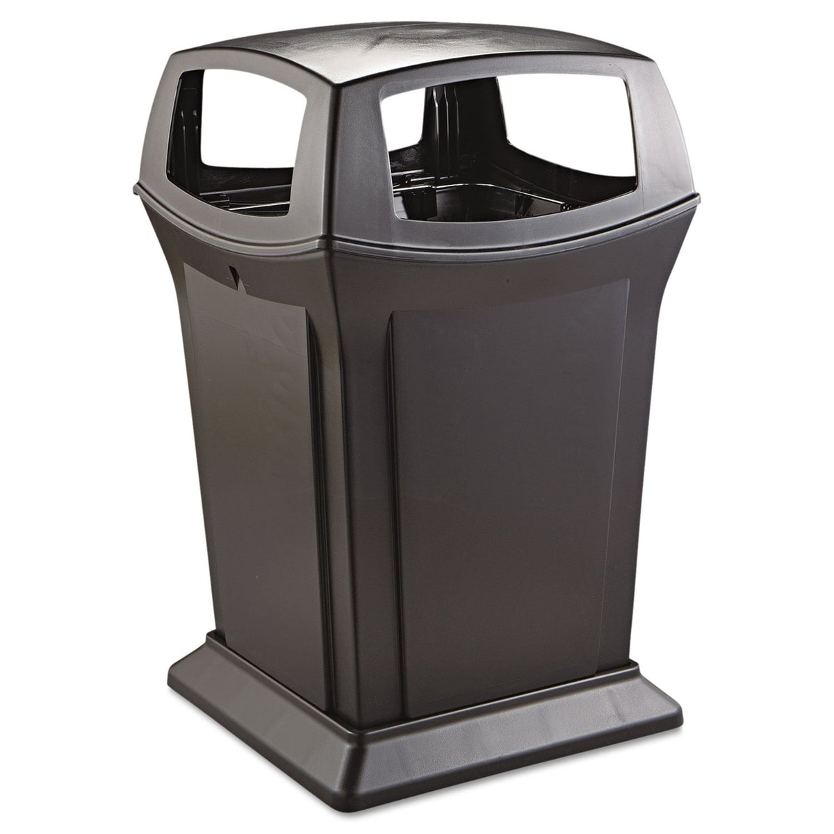 Ranger Outdoor Trash Can with Lid 45-Gallon Plastic Black Indoor/Outdoor Garbage Can for Parks/Shopping Malls/Festivals/Stadiums by Rubbermaid Commercial Products – Model