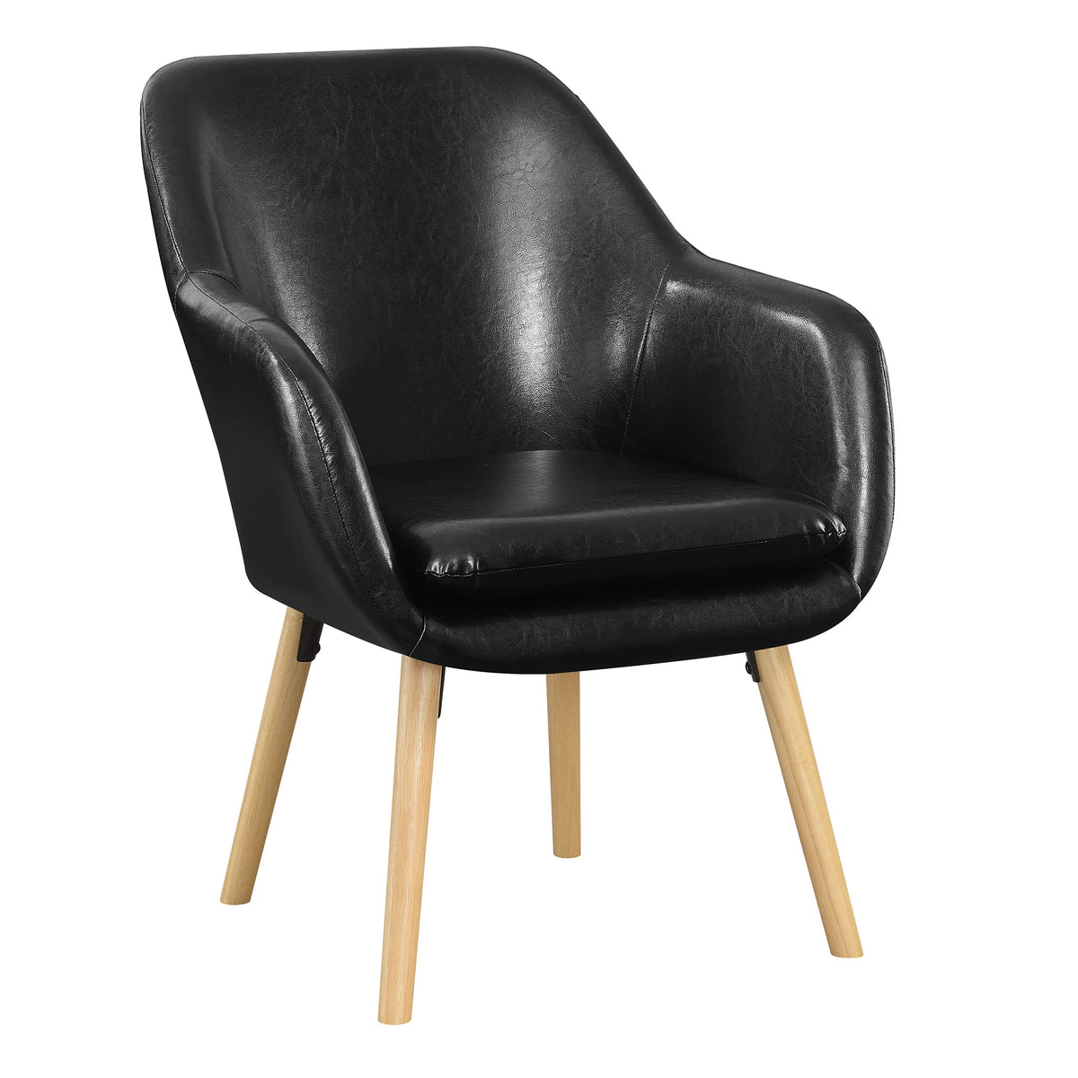 Take a Seat Charlotte Accent Chair by Convenience Concepts – 25.25"L x 26.75"W x 33.5"H, Faux Leather, Black Faux Leather, Model 310131B