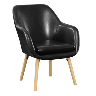 Take a Seat Charlotte Accent Chair by Convenience Concepts – 25.25"L x 26.75"W x 33.5"H, Faux Leather, Black Faux Leather, Model 310131B
