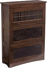Starlight Canyon Home Solid Wood Barrister Bookcase with Glass-Lift Doors, Mission Oak Bookshelf with Storage for Home Office, Walnut