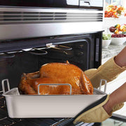 TeamFar Stainless Steel Roasting Pan with Rack, 16 Inch Large, Silver