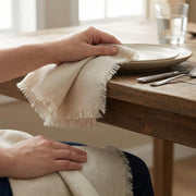 Accent Home Linen Blend Napkins, 18 x 18 Inches, Natural Set of 12