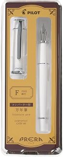 PILOT Prera Fountain Pen, Fine Nib, Off White (P-FPR-1-OW-F), Includes CON-40 Converter