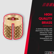 E-Z LOK 8-32 Pack of 100 / 8-32 / Brass Press-In Inserts