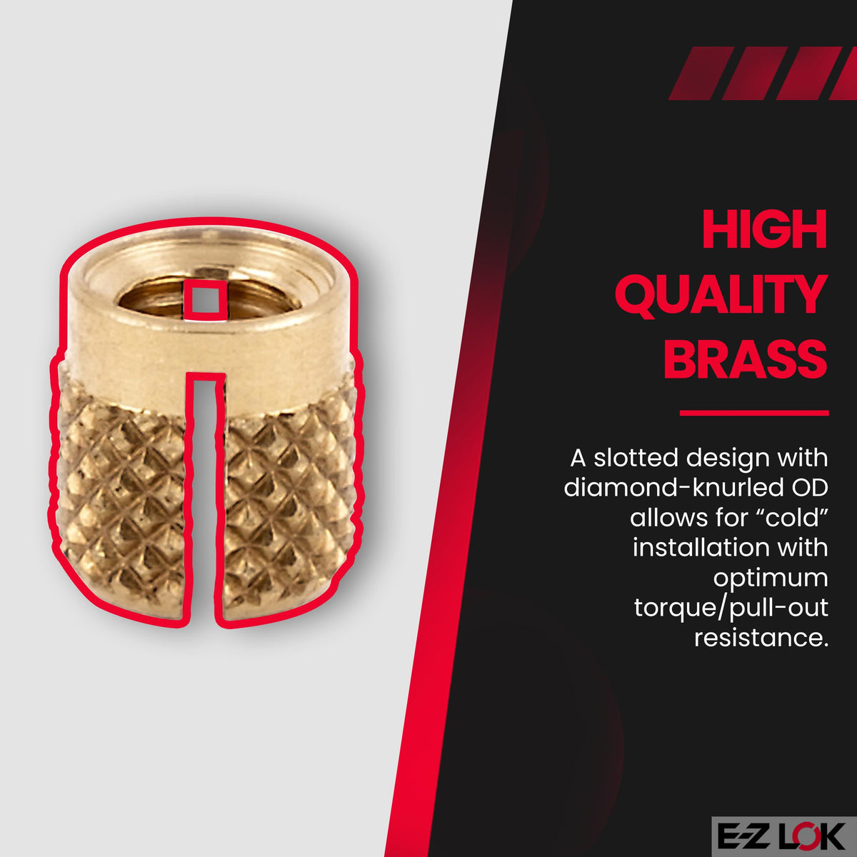 E-Z LOK 8-32 Pack of 100 / 8-32 / Brass Press-In Inserts