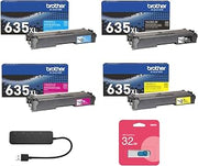 Brother TN635XL High-Yield Toner Cartridges 4-Color Bundle with Accessories