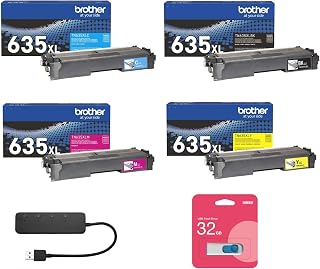Brother TN635XL High-Yield Toner Cartridges 4-Color Bundle with Accessories
