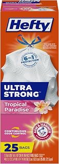 Hefty Ultra Strong Tall Kitchen Trash Bags, Tropical Paradise, 13 Gallon 25 Count (Pack of 1)