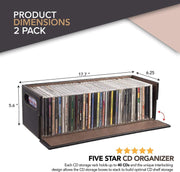 2- Pack CD Storage Box by Stock Your Home – Gray/Espresso