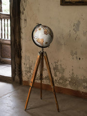 Wooden Tripod World Map Decor Explorer Home Office Accent Globe by Generic – Metal, Multicolor, Model Wtg-worldmap-001