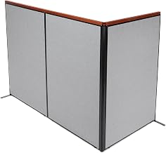 Global Industrial 48-1/4"W x 73-1/2"H Deluxe Freestanding 3-Panel Corner Room Divider, Gray